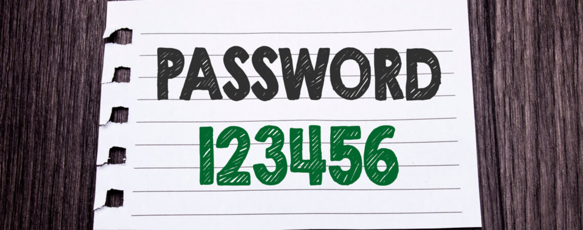 Password 123456 auf einem Zettel