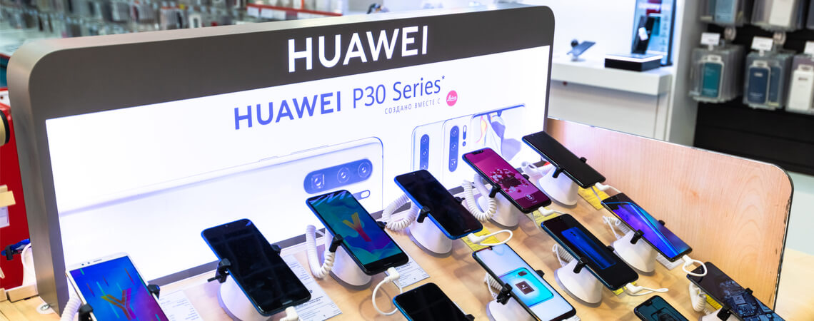 Huawei Handys im Geschäft