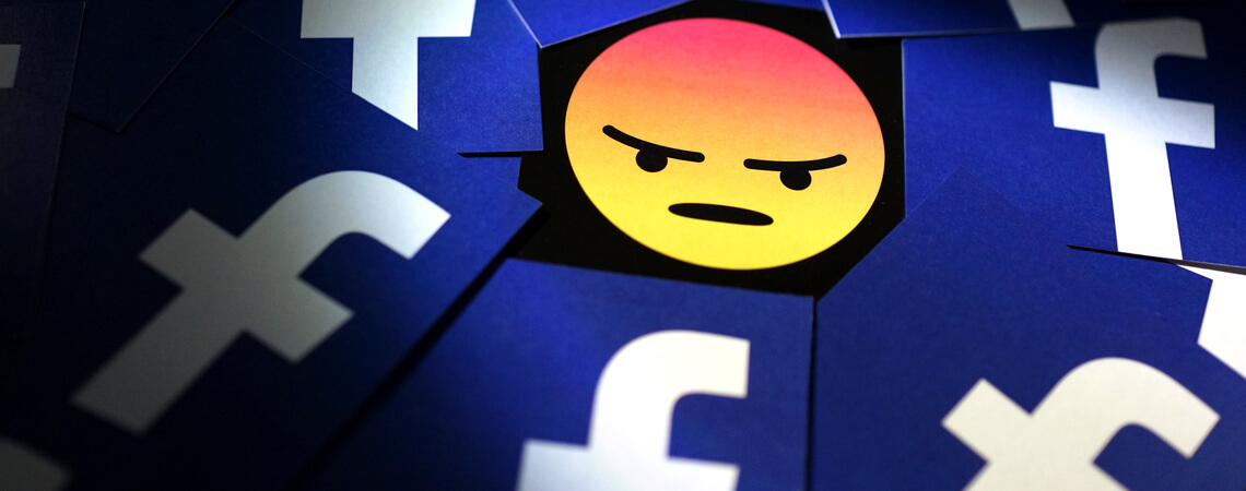 Facebook-Icons und Wut-Emoji