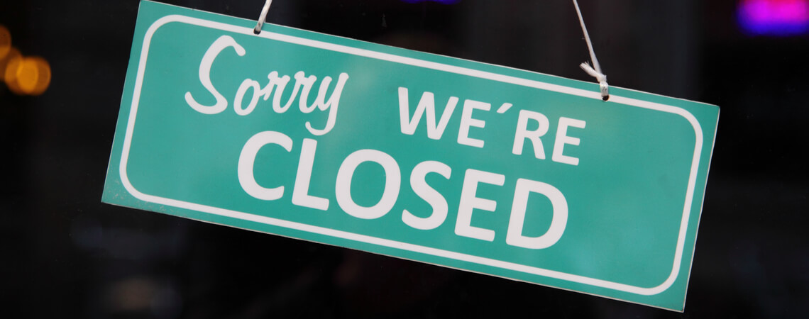 Schild Sorry we're closed