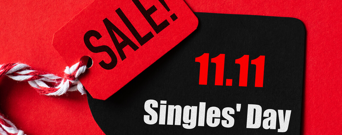 Preisschild mit Rabatt zum Singles Day