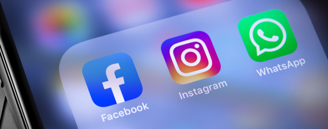 Social-Media-Icons: Facebook, Instagram, WhatsApp