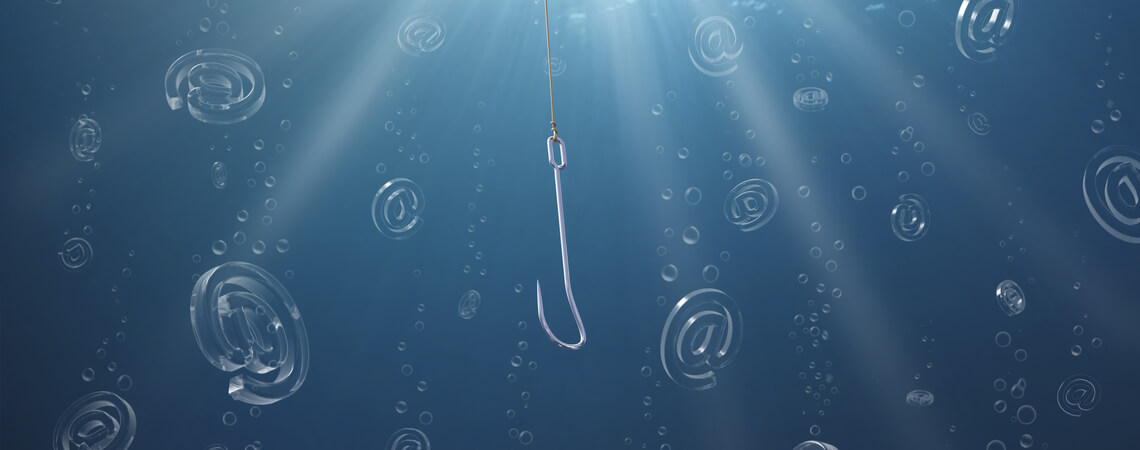 Unterwasserszene mit Phishing-Haken