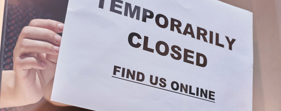 Schild: Laden geschlossen, finde uns online