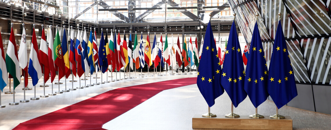 EU Flaggen im Rat der Europäischen Unioni