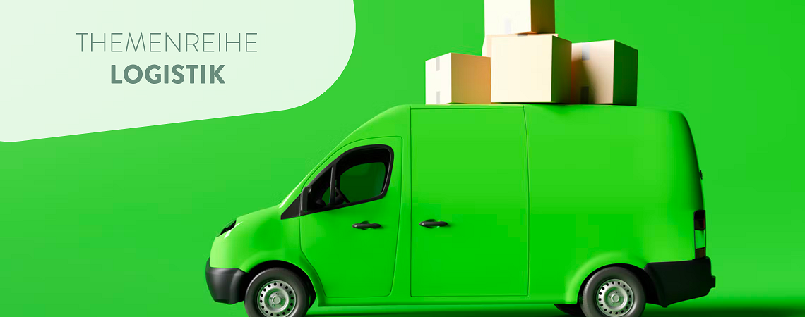 Grünes Lieferauto mit Paketen: Nachhaltige Logistik