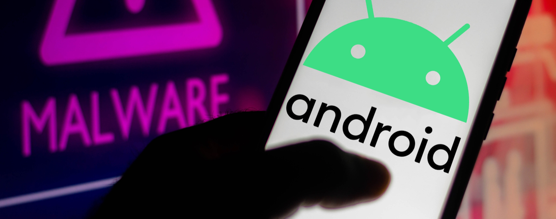 Smartphone mit Android und Malware-Alarm