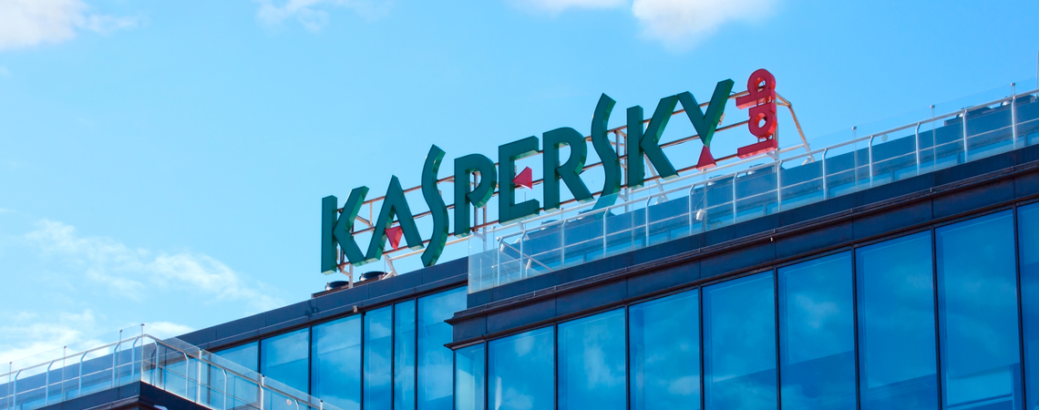 Logo von Kaspersky an Zentrale in Moskau