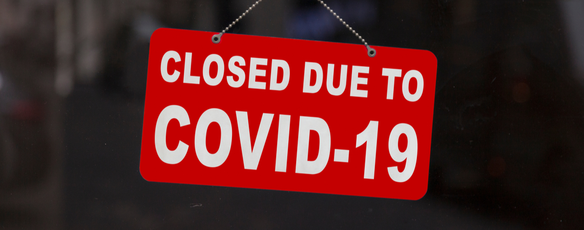 Schild geschlossen wegen Covid-19