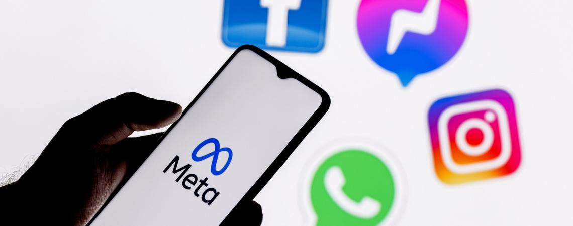 Logos von Meta, Facebook, Instagram und WhatsApp