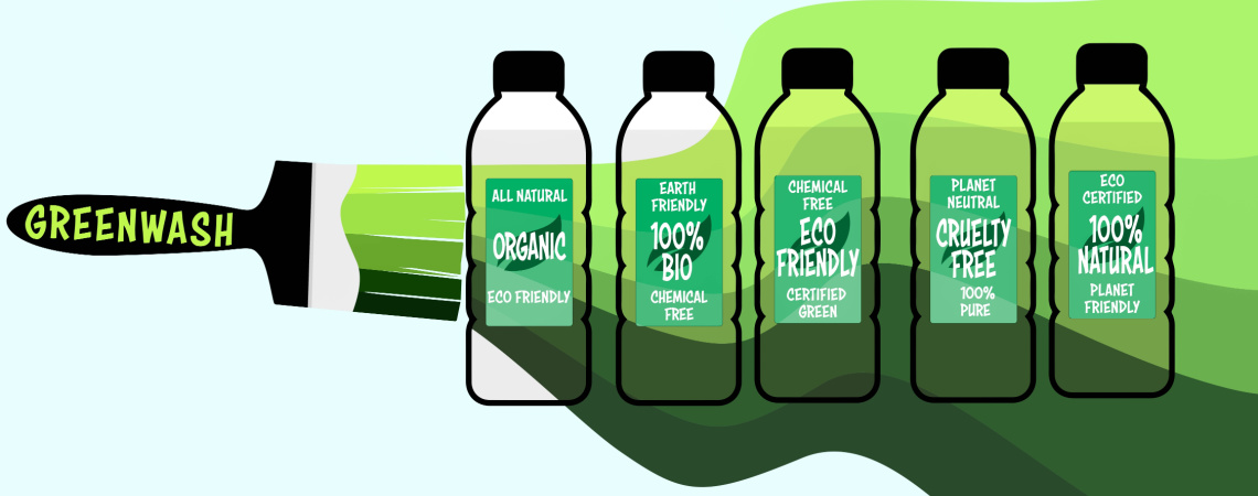 Greenwash-Etiketten auf Konsumgütern