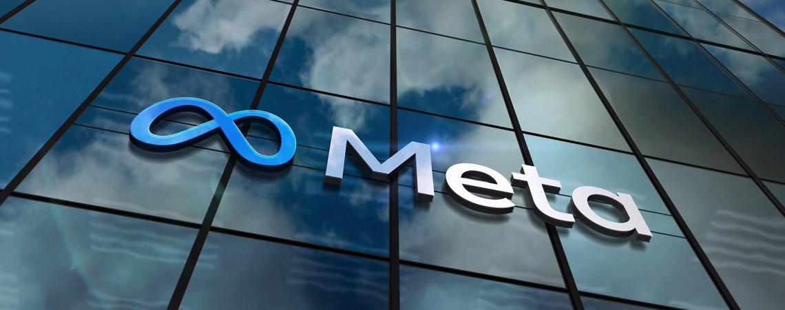 Logo des Meta-Konzerns an Gebäude