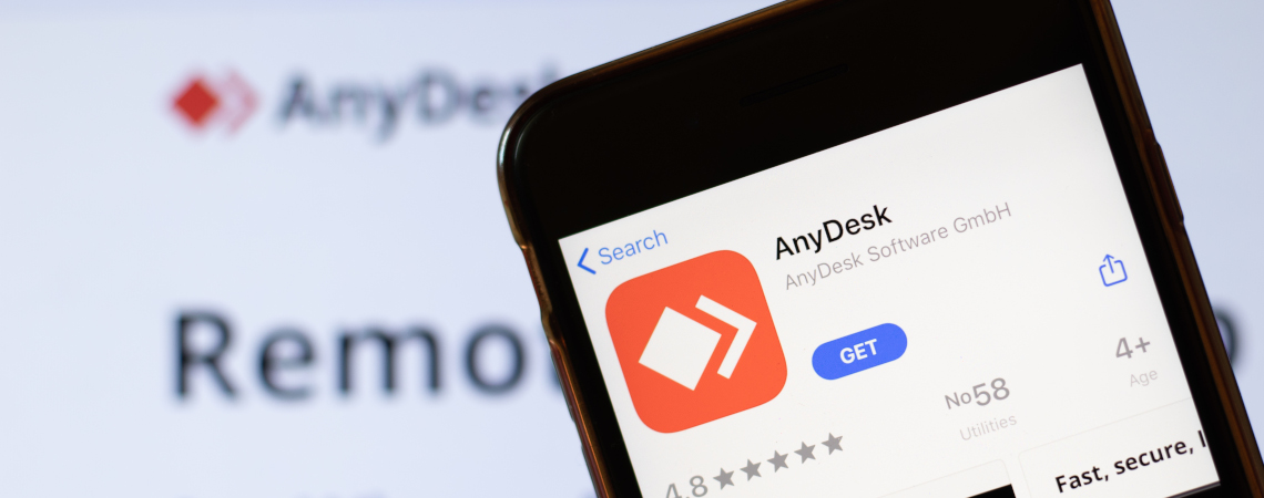 Smartphone zeigt Anydesk-App