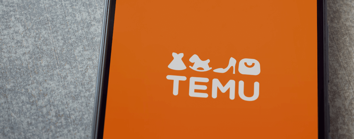 Logo des Online-Marktplatzes Temu auf einem Smartphone