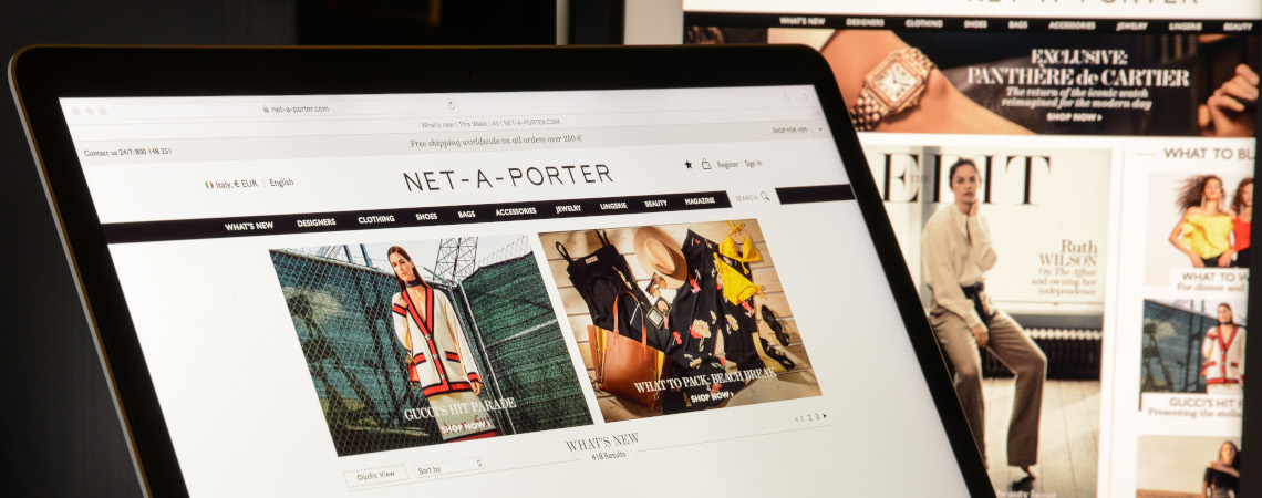 Website Net-a-Porter auf Laptop