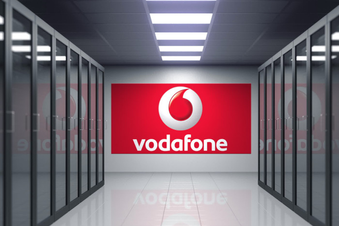 Vodafone-Logo an Wand