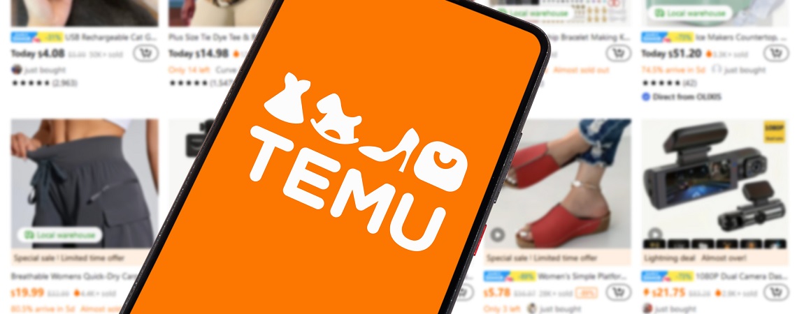 Temu Website und Logo auf Smartphone