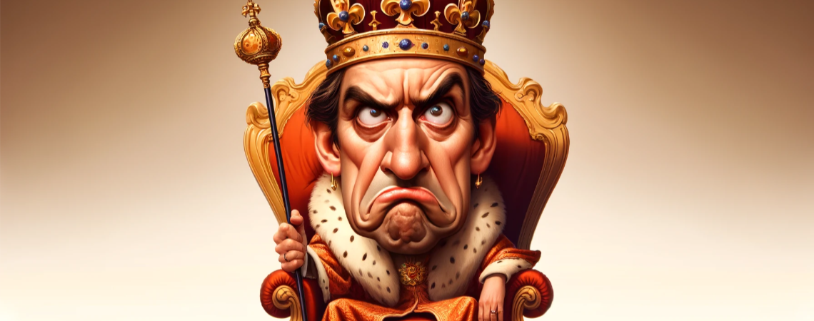 Karikatur: König schaut missmutig